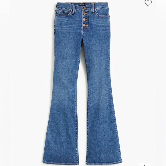 J Crew Full-Length Flare Leg 5 Button Stretch Jeans 30 Size 10 Blue - Picture 1 of 13